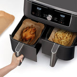 120Pcs Square Air Fryer Liners for Ninja Dual Disposable Airfryer Paper Liners Accessories