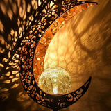 Solar Moon Stake Light Outdoor Garden Light with Crackle Glass Globe for Yard Patio Lawn