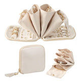 PU Leather Jewelry Organizer Bag Multi Compartment for Travel with Velvet White