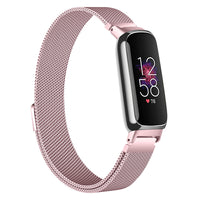 19.5cm Replacement Watch Band Adjustable Stainless Steel Watch Strap Compatible with Fitbit Inspire 3 Watch Pink