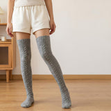 Women's Cable Knit Thigh High Socks Over Knee Stockings Winter Long Boot Warmers Dark Gray