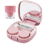 Contact Lens Case and Washer Set Travel Size Contact Lenses Cleaning Storage Tool Kit Pink