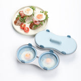 Microwave Egg Cooker Double Layer with Poached Egg Steamer Blue