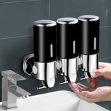 3-Chamber Shower Soap Dispenser Wall-Mounted Shampoo and Conditioner Dispenser with Visible Window Black