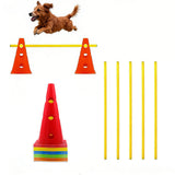 Dog Agility Training Set 10 Cones 5 Poles Adjustable Hurdle