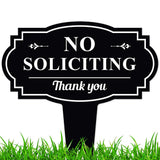 No Soliciting Garden Stake 43x40cm Metal Yard Lawn Decorative Sign