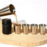 4PCS 30ml Stainless Steel Shot Cup Set with PU Carry Pouch for Travel