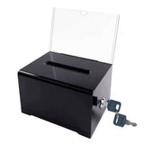 Lockable Collection Box with Keys for Suggestion Donations Voting Black