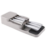Storage Rack Knife Block Organizer Kitchen Cabinet Knives Drawer Holder Tray Beige