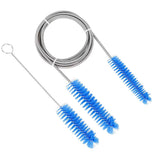 2 Pcs Flexible Drain Brush Set Double Ended Long Hose Pipe Cleaner for Refrigerator Defrost Blue