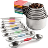 Measuring Cups & Spoons Set Heavy Duty Stainless Steel Fits in Spice Jars for Baking & Cooking