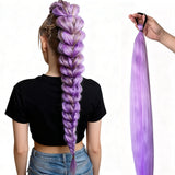 2PCS Purple Ponytail Extensions with Elastic Tie Straight Sleek Wrap Around Braids Light Purple