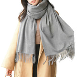 Mens Womens Oversize Polyester Blanket Shawl Wrap Solid Scarf Gray