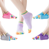 5 Pair Women Yoga Socks Non-Slip Grippy Pilates Socks for Barre Ballet