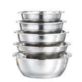 5 PCS 410 Stainless Steel Colander and Mixing Bowl Set 22 to 30cm