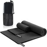 3Pcs Set Microfiber Beach Towels Quick-Dry Beach Swimming Towel for Travel Fitness Outdoor Activities Black