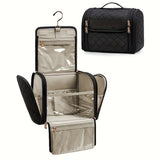Travel Makeup Bag with Hanging Hook Large-Capacity Cosmetic Organizer Black