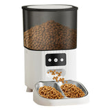 4.5L Automatic Double Cups Cat Feeders for Two Cats White