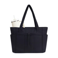 Women’s Handheld Tote Bag – With Cup Holder Compartment and Luggage Sleeve for Travel & Work Black