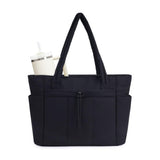 Women’s Handheld Tote Bag – With Cup Holder Compartment and Luggage Sleeve for Travel & Work Black