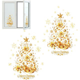 2 PCS Removable Gold Christmas Tree Static Cling Window Decals
