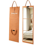 Foldable 3-Panel Full Length Mirror with Handle for Makeup Dance Practice Brown