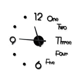 3D Wall Clock Acrylic Modern Mirror Surface DIY Clock Home Office Decor Black