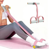 6-Tube Pedal Resistance Band with Handles Fitness Expander for Body Workouts Pink