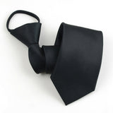 Pre-Tied Zip Necktie 8cm for Men Wedding Business Formal Black