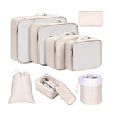 Set of 8Pcs Travel Packing Cubes Luggage Organizers for Suitcase Packing Bags Beige