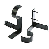 2Pcs Bracket Hang Curtain Rod Holders Single Hook Tap Right Into Window Frame Rod Black