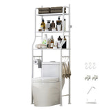 3 Tier Over Toilet Storage Shelf Rack with Paper Holder and Hooks White