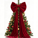 Velvet Christmas Tree Bow Oversized 40x230cm Long Streamers Red