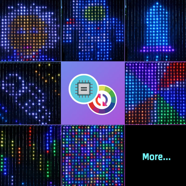 Smart Curtain Lights – 400 LEDs Color-Changing Dynamic DIY Light String with Music Sync Style 1
