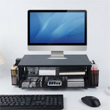Desk Organizer Monitor Stand Riser with Drawer and Pen Holders for Office