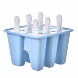 6-Cavity Ice Cream Popsicle Molds Ice Lolly Mold with Sticks Blue
