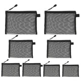 8 PCS Travel Mesh Organizer Set Black Bags in 4 Sizes