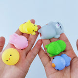 24Pcs Cute Animal Shape Soft Squeezable Toys with Storage Bucket Mochi Squishy Party Favors for Kids