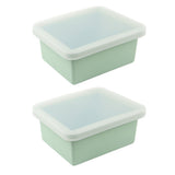 2 PCS Silicone Freezer Trays with Lid for Soup Storage Light Green