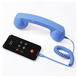 Retro Telephone Handset USB-C Wired Phone Receiver for Smartphones Computers Blue