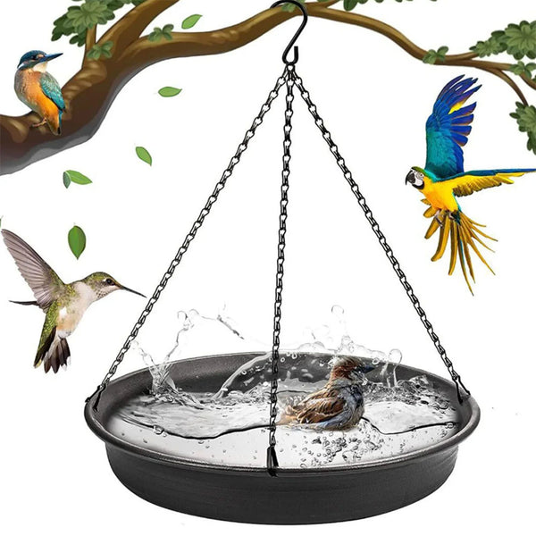 Large Capacity Waterproof Hanging Bird Feeder Attracting Birds for Garden Yard Black