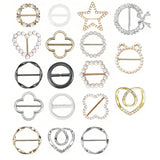 18PCS Silk Scarf Ring Clip T-shirt Tie Clips for Clothes Hat Belt Decor