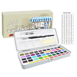50 Colors Watercolor Paint Set with Brushes for Artists and Hobbyists