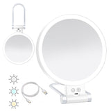 Double-Sided 1X/30X Magnifying Foldable Makeup Mirror with 3 Color Lights