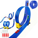 4M Flexible Race Track Toy DIY Bendable Ramp with Suction Cups Roll-Up Car Track Set Blue