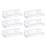 6 Pack Clear Acrylic Floating Shelves Wall Mounted Display Shelves for CDs Records Photos Clear