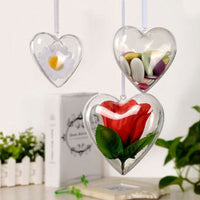 10 Pcs Clear Heart-Shaped Christmas Plastic Baubles DIY Xmas Tree Fillable Decor Ornaments