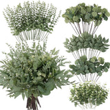 130 Pcs Artificial Mixed Eucalyptus Stems Bulk 5 Kinds for Vase Wedding DIY Home Decor