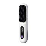 3-Mode Hair Straightener Brush with LED Display USB Rechargeable Hair Comb White