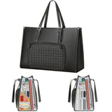 Laptop Tote Bag with Insulated Lunch Compartment PU Briefcase with Lunch Box Pocket Work Bag for Office